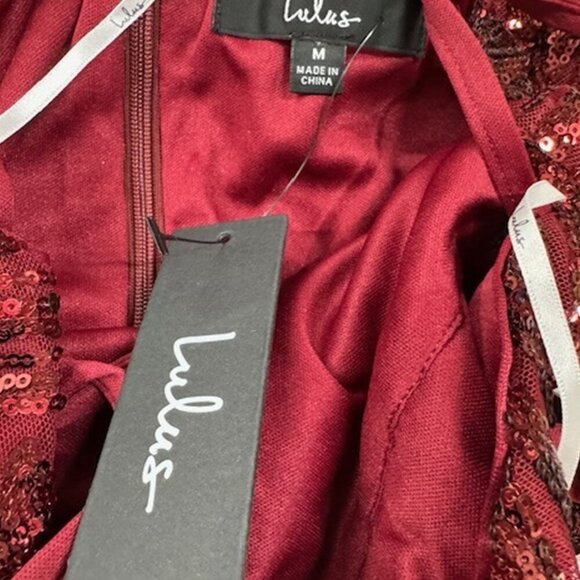 NWT Lulus Ever So Elegant Shiny Burgundy Sequin Mermaid Maxi Dress - Picture 7 of 9
